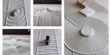 Hermosos patrones de jardines zen hechos con arena y rocas