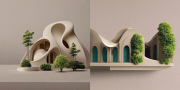 Arquitectura: Pruebas de conceptos curvos en Midjourney IA