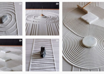 Hermosos patrones de jardines zen hechos con arena y rocas